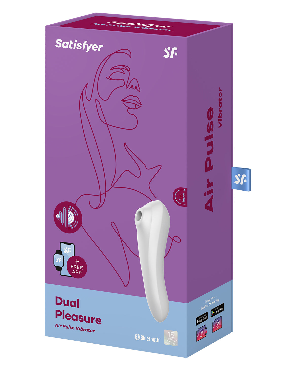 Satisfyer Dual Pleasure wibrator i bezdotykowy stymulator łechtaczki w jednym z aplikacją na smartfona biały