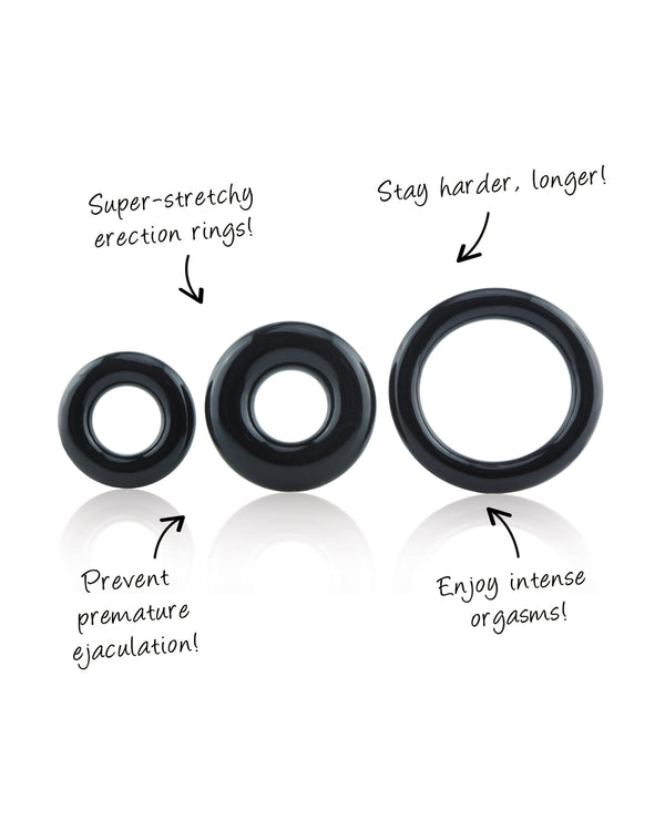 Screaming O RingO X3 trzy silikonowe pierścienie erekcyjne czarne
