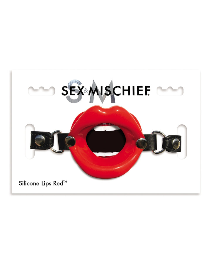 Sex & Mischief Silicone Lips silikonowy knebel z otworem w kształcie ust czerwony