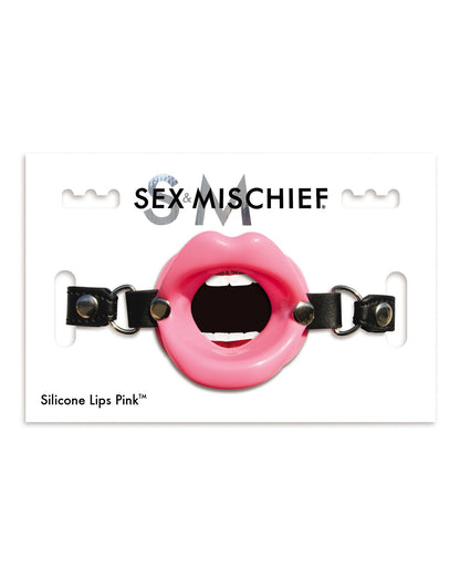 Sex &amp; Mischief Silicone Lips silikonowy knebel z otworem w kształcie ust różowy