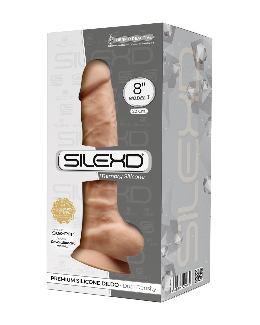 SILEXD Premium Silicone Dildo Model 1 dildo z przyssawką 20 cm beżowe