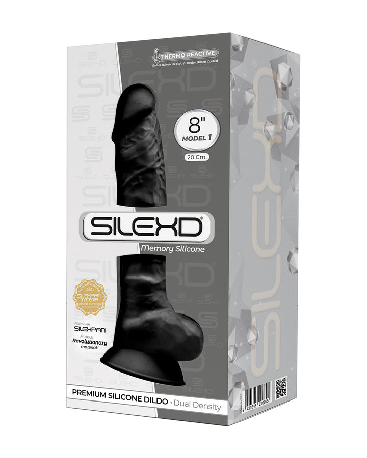 SILEXD Premium Silicone Dildo Model 1 dildo z przyssawką 20 cm czarne