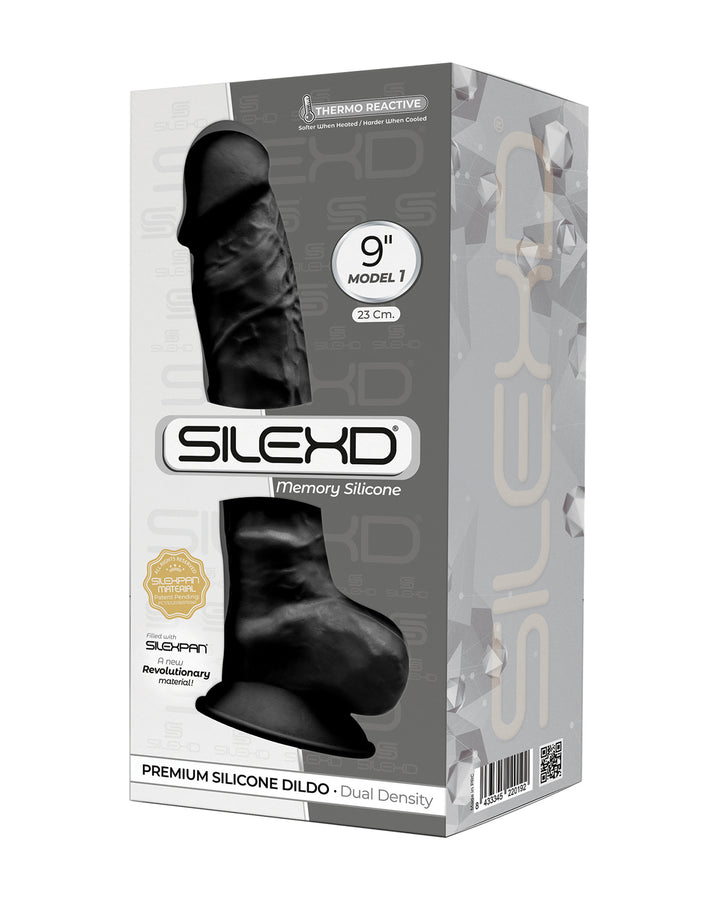 SILEXD Premium Silicone Dildo Model 1 dildo z przyssawką 23 cm czarne