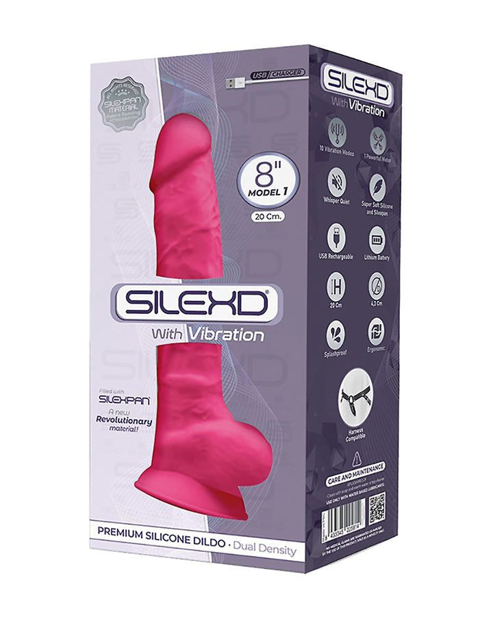 SILEXD Premium Silicone Dildo Model 1 wibrator z przyssawką 20 cm różowy
