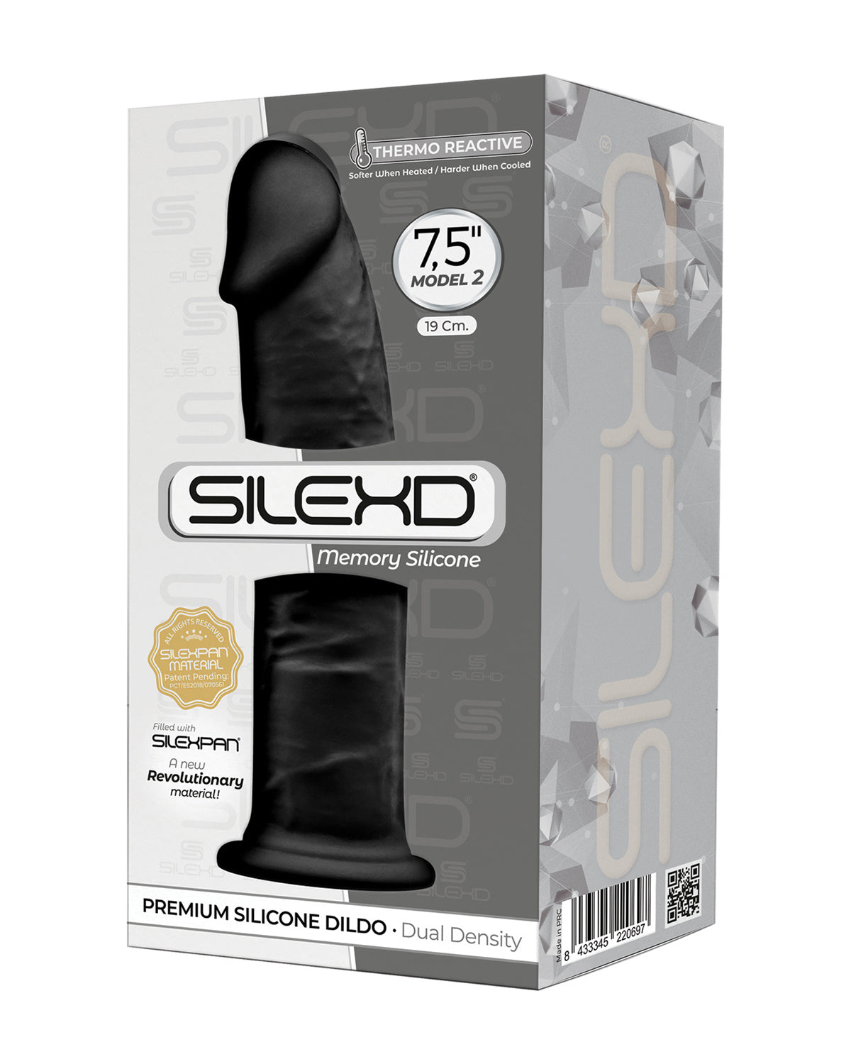 SILEXD Premium Silicone Dildo Model 2 dildo z przyssawką 19 cm czarne