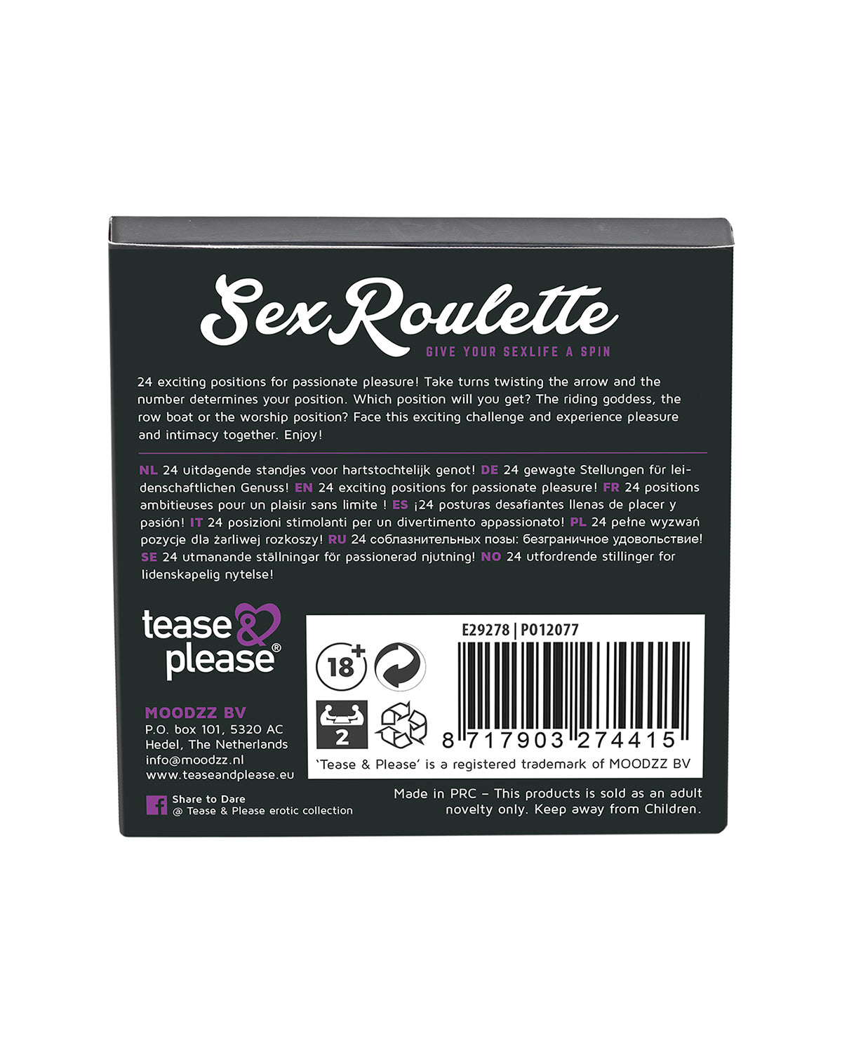 Tease &amp; Please Seks Ruletka Kamasutra gra erotyczna w językach PL-NL-DE-EN-FR-ES-IT-RU-SE-NO