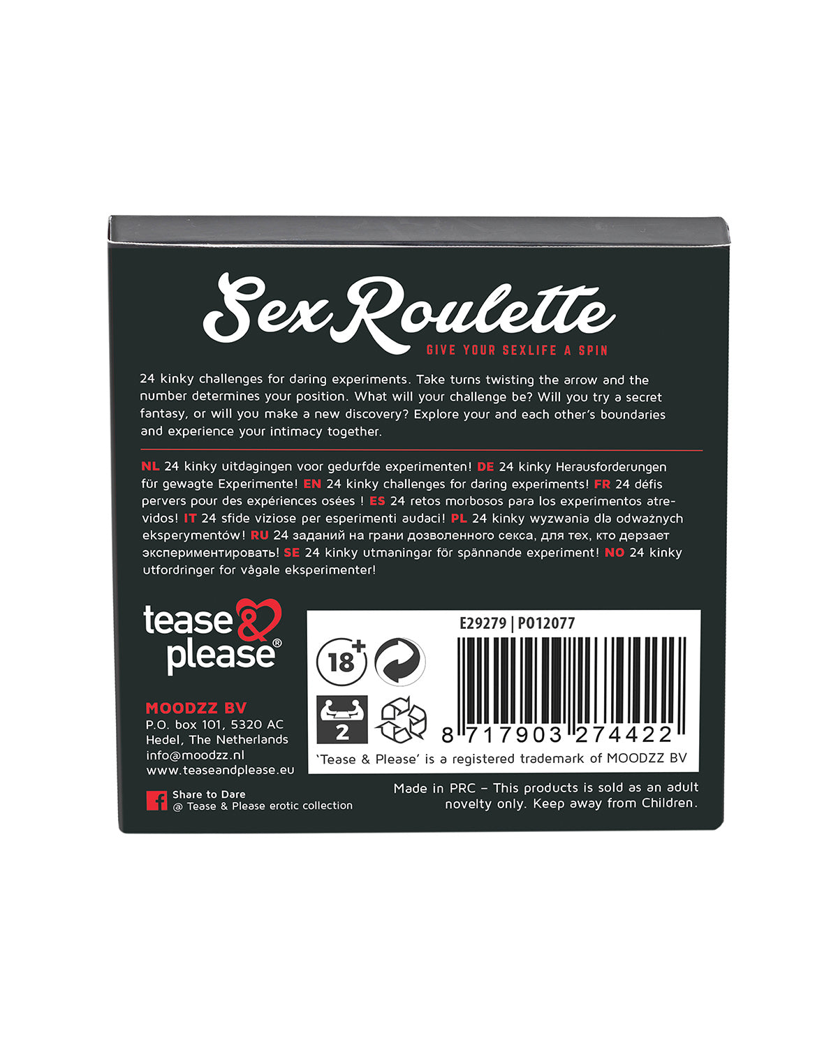 Tease &amp; Please Sesk Ruletka Kinky gra erotyczna w językach PL-NL-DE-EN-FR-ES-IT-RU-SE-NO