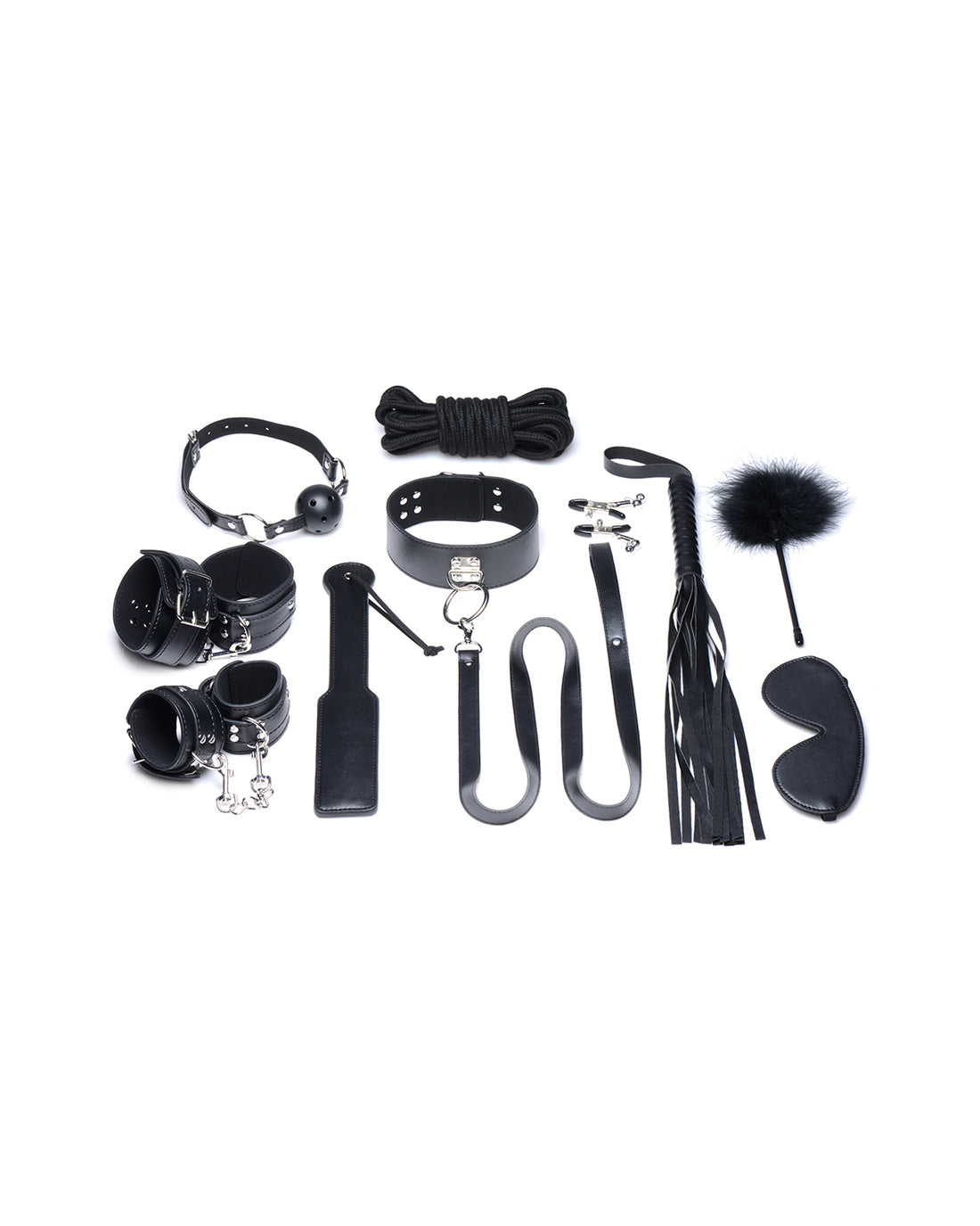 XR Brands Deluxe 10 Piece Bondage Set dziesięcioelementowy zestaw bondage czarny
