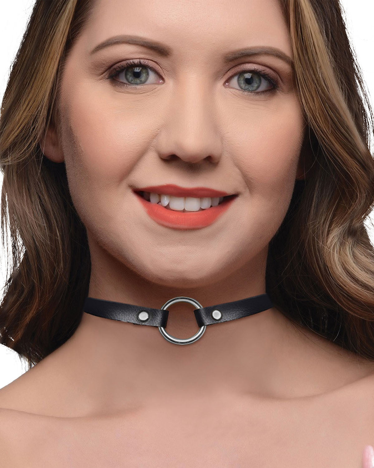 XR Brands Lush Pet Ring Slim choker ze srebrnym ringiem