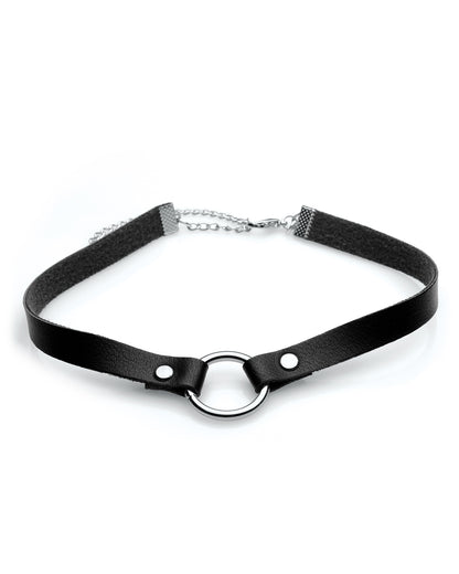 XR Brands Lush Pet Ring Slim choker ze srebrnym ringiem