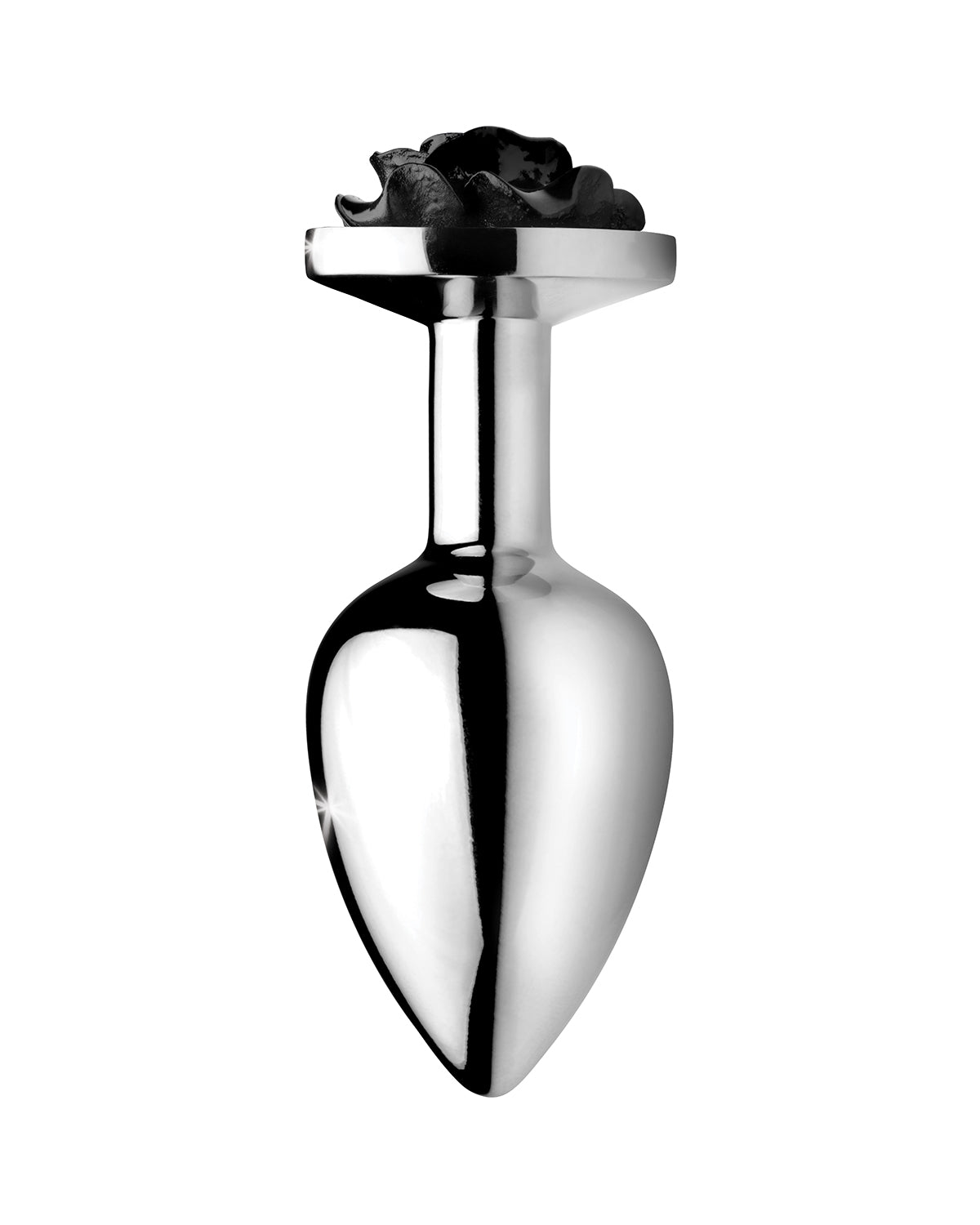 XR Brands Rose Butt Plug aluminiowy korek analny z motywem róży srebrny rozmiar M