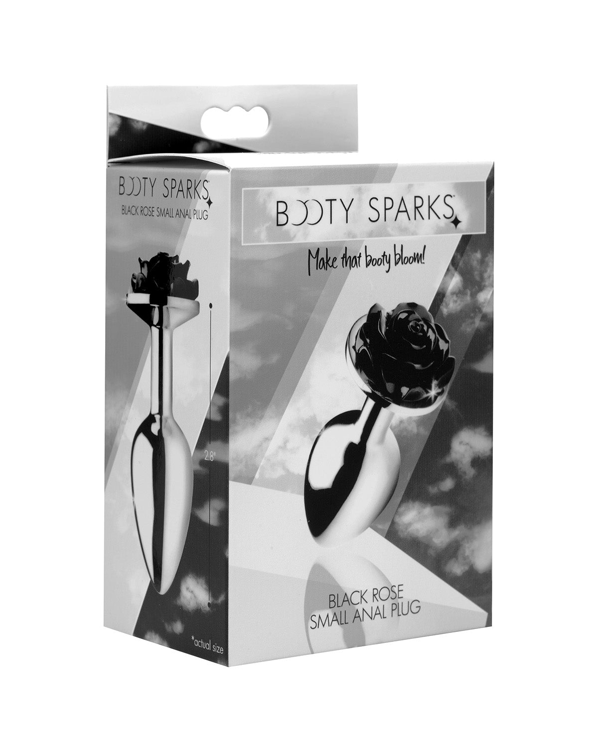 XR Brands Rose Butt Plug aluminiowy korek analny z motywem róży srebrny rozmiar S