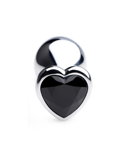 XR Brands Rose Butt Plug aluminiowy korek analny z motywem serca srebrny rozmiar M