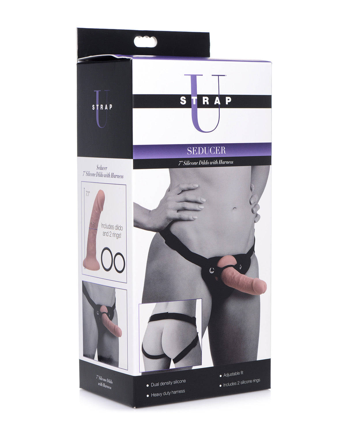 XR Brands Seducer Silicone Dildo with Harness silikonowy strap-on beżowy