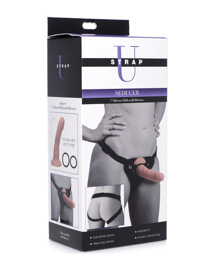 XR Brands Seducer Silicone Dildo with Harness silikonowy strap-on beżowy