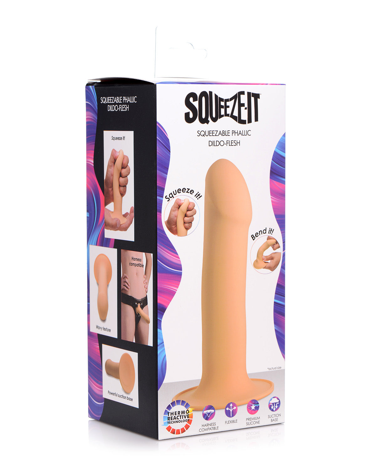 XR Brands Squeeze-It Phallic silikonowe dildo z przyssawką beżowe