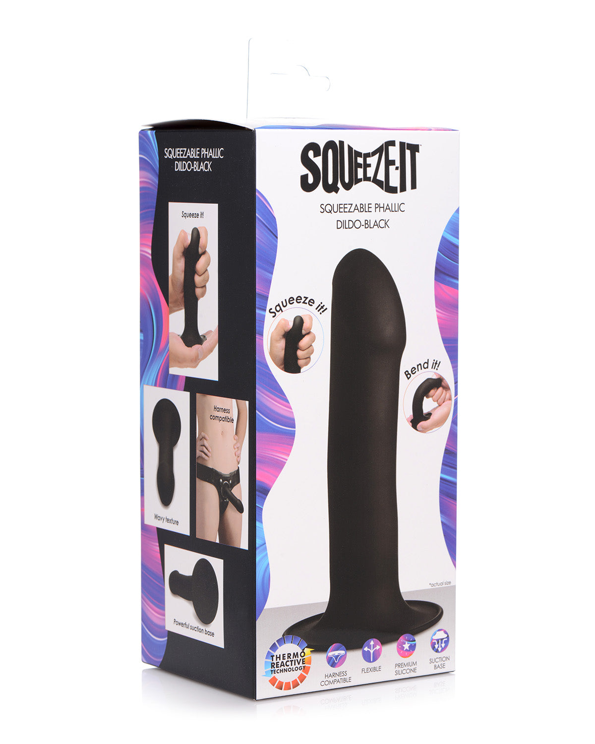 XR Brands Squeeze-It Phallic silikonowe dildo z przyssawką czarne