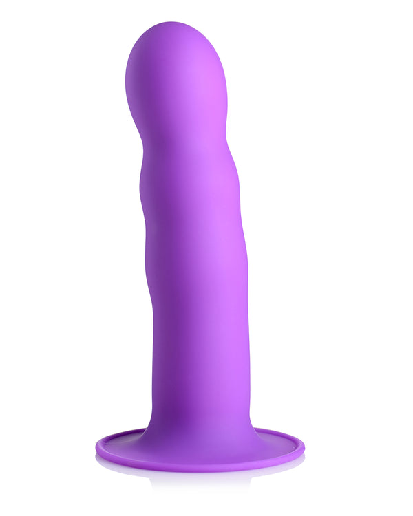 XR Brands Squeeze-It Wavy silikonowe dildo z przyssawką fioletowe