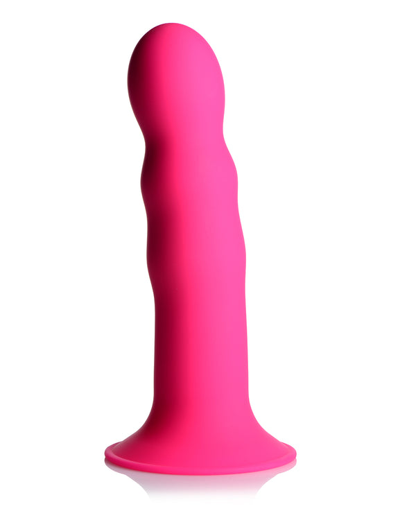 XR Brands Squeeze-It Wavy silikonowe dildo z przyssawką różowe