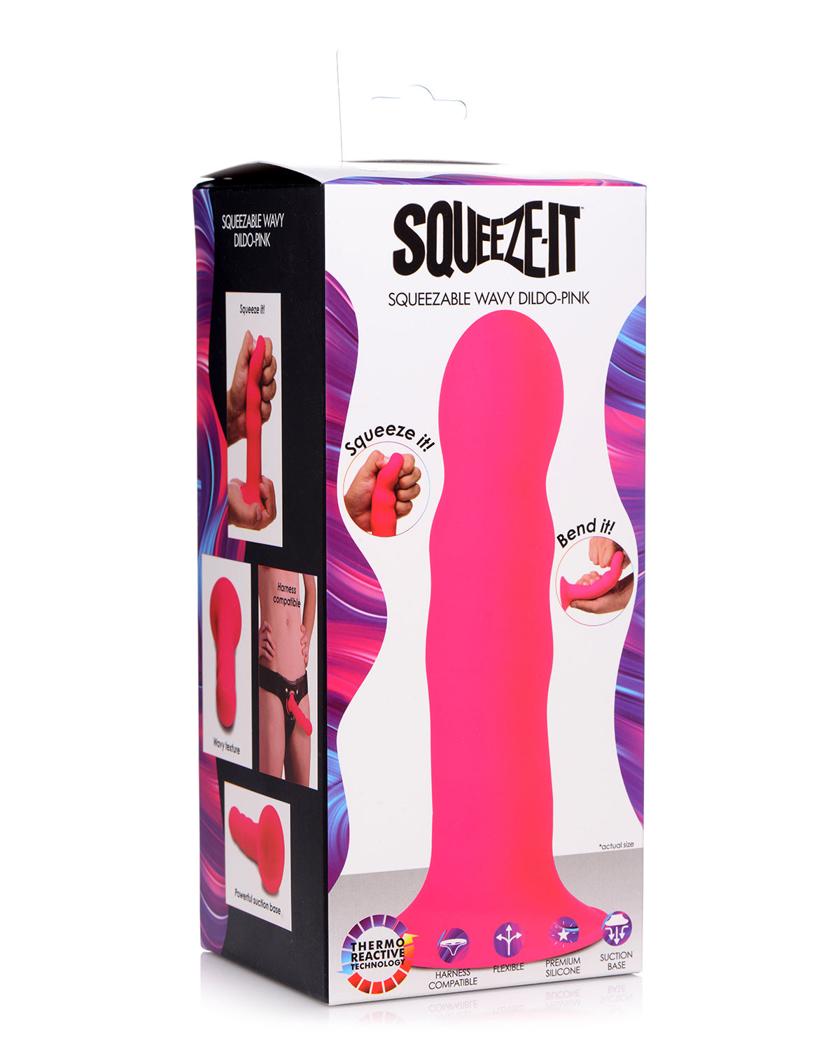 XR Brands Squeeze-It Wavy silikonowe dildo z przyssawką różowe